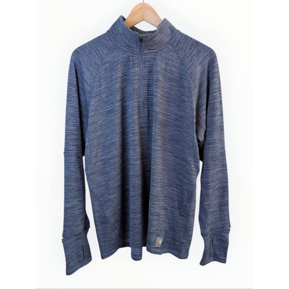Ariat Men's Rebar Gridwork Base Layer 1/4 Zip Blue XL